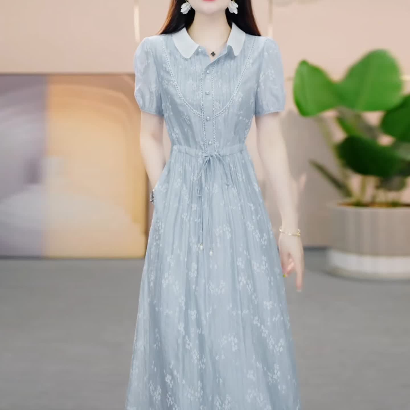 香影芬欧货收腰气质轻奢印花时尚连衣裙女2025夏季新款洋气减龄中长裙子 图片色 L (建议101-110斤)