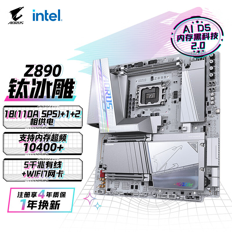 技嘉 钛冰雕Z890 AORUS TACHYON DUO X ICE DX WIFI7 DDR5 图 2