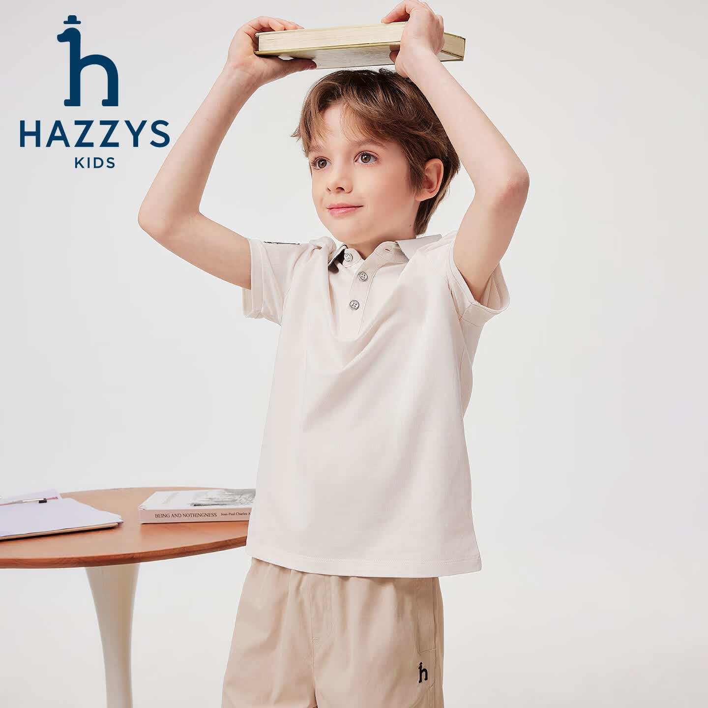 哈吉斯(HAZZYS)童装男童速干短袖POLO衫2026夏季新款大童学院风休闲简约透气T恤 藏蓝 160