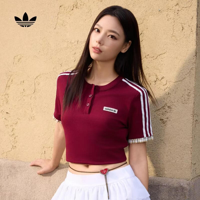 阿迪达斯（adidas）Original三叶草女子PLAID TEE SS W短袖T恤 KU9393 M