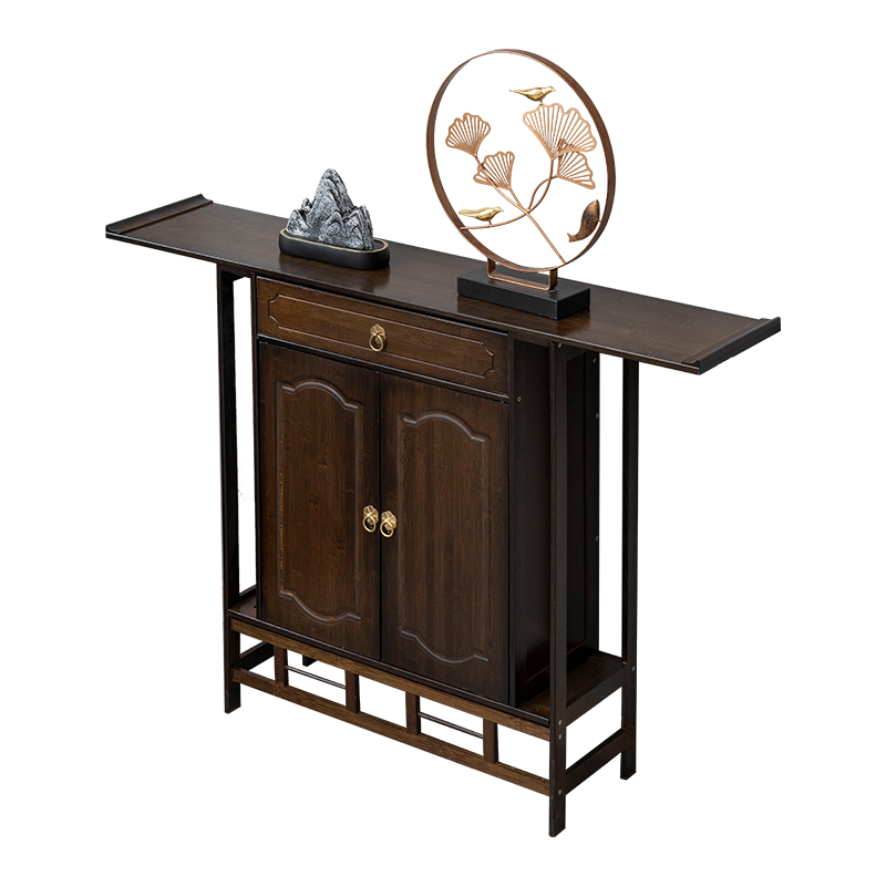 思薇梦 新中式玄关台禅意门厅玄关供桌现代简约客厅条案端景台玄关柜 胡桃色80长简约款供桌