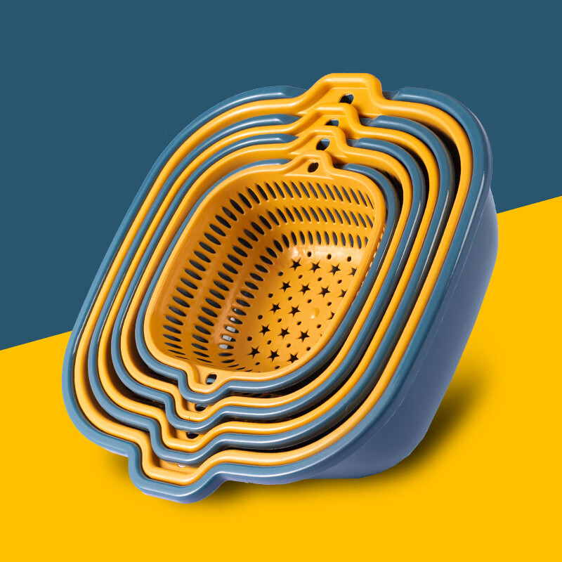 拜格(bayco)洗菜沥水篮 双层洗菜盆厨房滤水篮洗水果沥水漏盆两件套