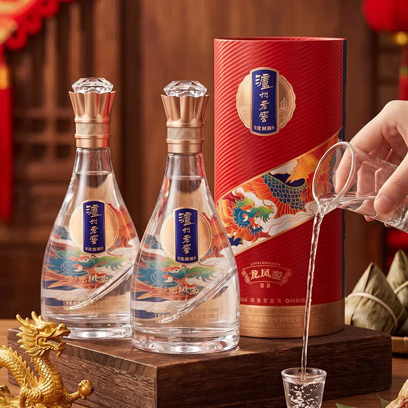 泸州老窖龙凤銮锦藏定制酒 浓香型白酒 商务宴请自饮节日送礼收藏摆柜礼盒 52度 500mL 2瓶 赠送礼袋