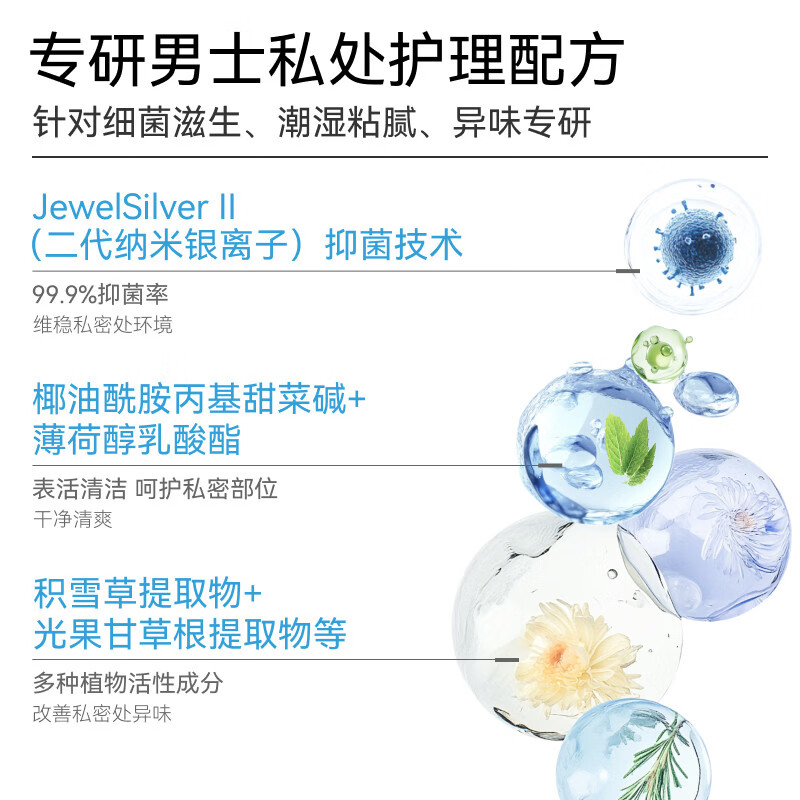 哈恩男士私处洗护清洗液日常护理男性私密处清洁抑菌 男士洗液*2【划算装】