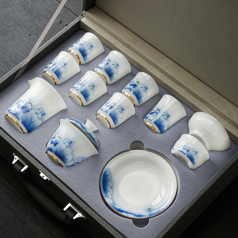 羊脂玉瓷功夫茶具套装高档礼品老板礼物茶杯 纯白 6人饮 1件