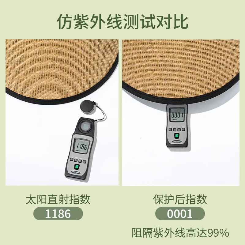 万宝绿空顶防晒帽女夏季防紫外线草编大帽檐草帽发箍遮阳帽子骑车吹不翻 【卡其色+冰丝口罩】升级版强遮光UPF50+