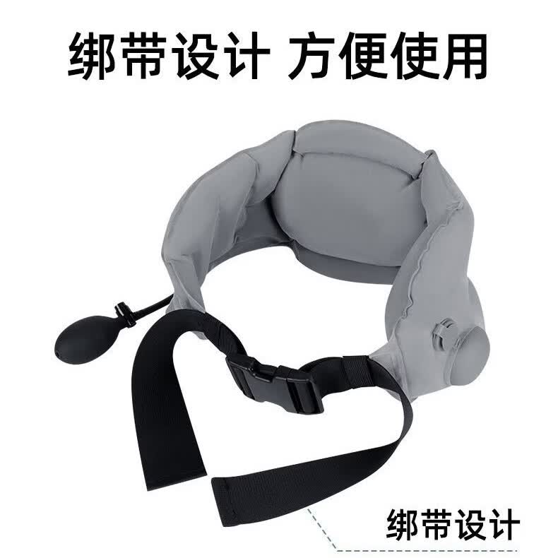 旋影兽便携式充气腰枕长途飞机火车旅行护腰靠垫折叠收纳不占地腰靠 灰色