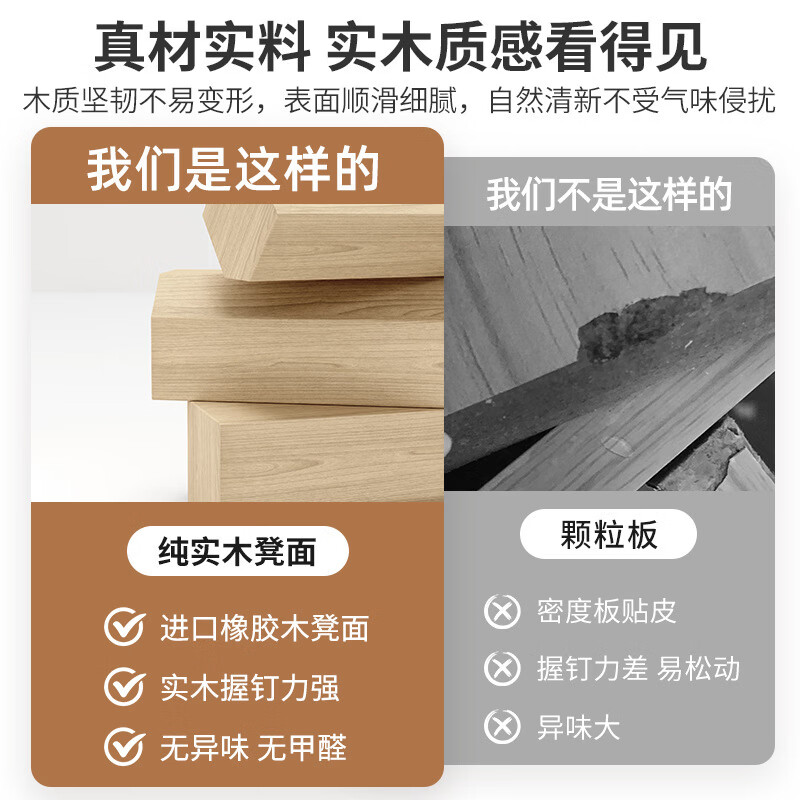 实木凳子家用可叠放圆凳客厅中式餐桌凳餐椅方凳简约现代板凳高凳 【纯榉木-加宽凳腿】原木色方凳8只装 灵活多用 便捷生活