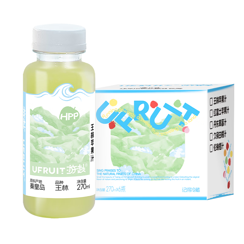 �θ� uFuit 100%HPP����֭ ��ͯ������� ����ƻ��֭ 270ml*6ƿ 13.9Ԫ