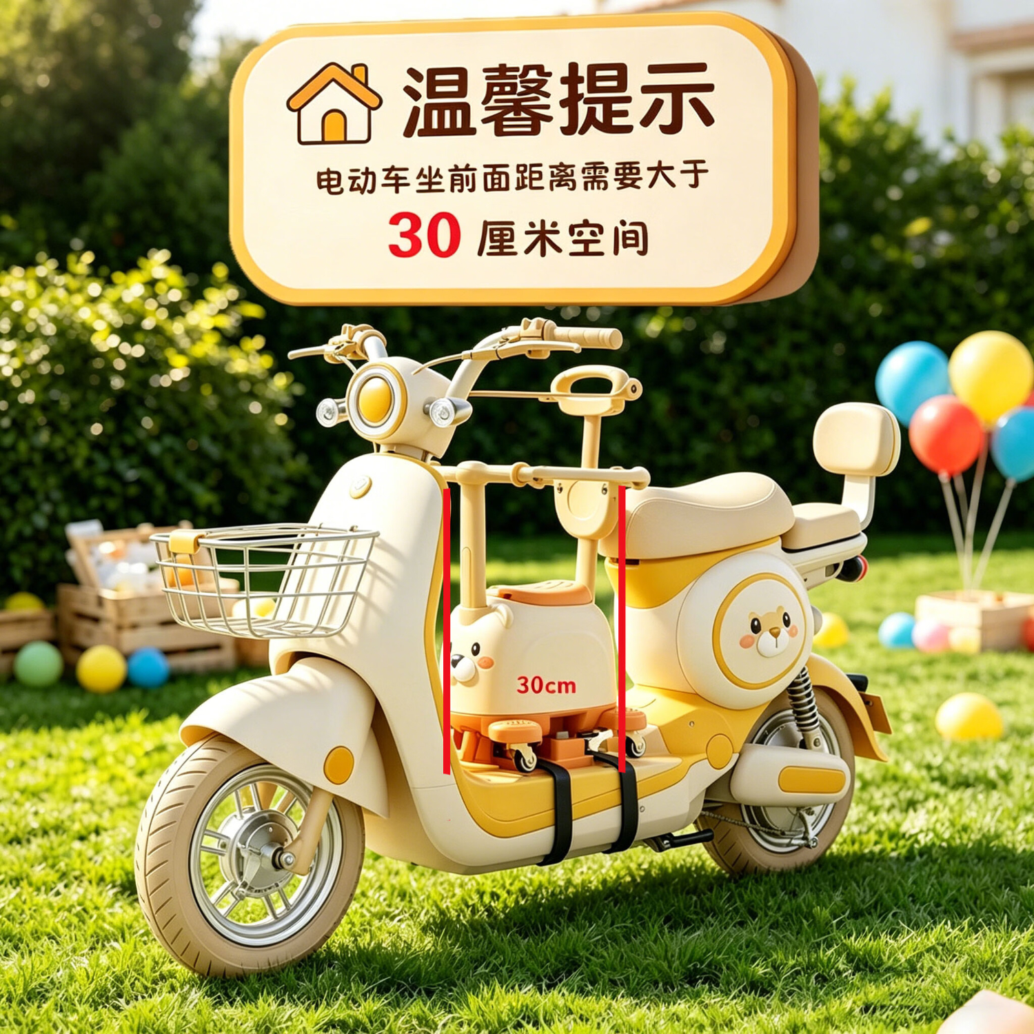 小伞电动车宝宝儿童座椅前置电瓶摩托车坐椅通用溜娃车安全婴儿坐凳 奶咖橘丨全包坐垫+防撞枕+音乐+双绑带+万向轮+遮阳棚
