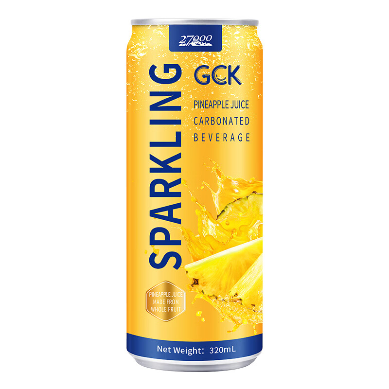 27000GCK原装进口含气菠萝果汁气泡真果汁提取0肪佐餐饮料320ml*12罐 菠萝气泡果汁320mL*12罐