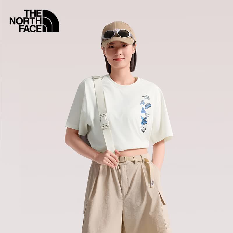 The North Face北面男女同款短袖T恤户外速干透气8GWJ 米白色/QLI L