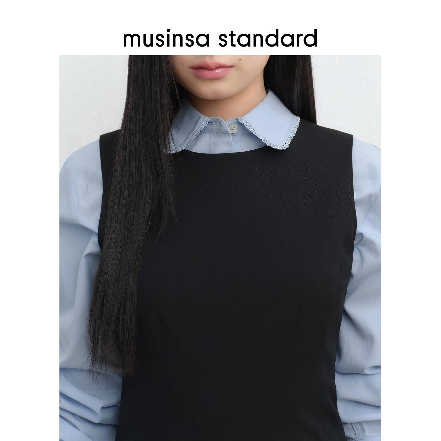 MUSINSA STANDARD【宇宙甜豆】韩国26夏季新品圆领女士无袖连衣裙 黑色（BK） XS