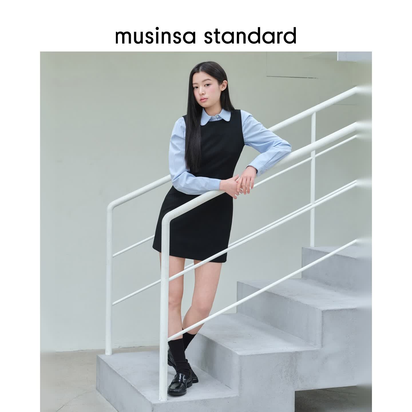 MUSINSA STANDARD【宇宙甜豆】韩国26夏季新品圆领女士无袖连衣裙 黑色（BK） XS