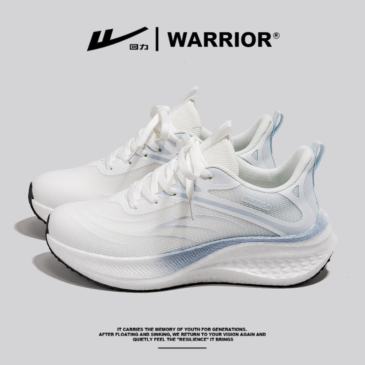 回力(Warrior)女鞋夏季初中生运动鞋女款2026新款轻便软底减震体育跑步鞋子 白蓝 37