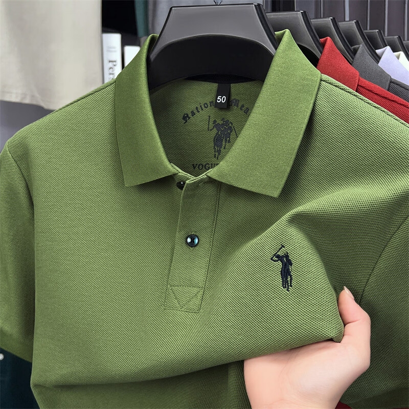 老爷车（LAOYECHE）100%纯棉翻领短袖T恤男士夏季吸汗透气刺绣宽松休闲半袖POLO衫男 AQ8257深灰 4XL 推荐190-210斤