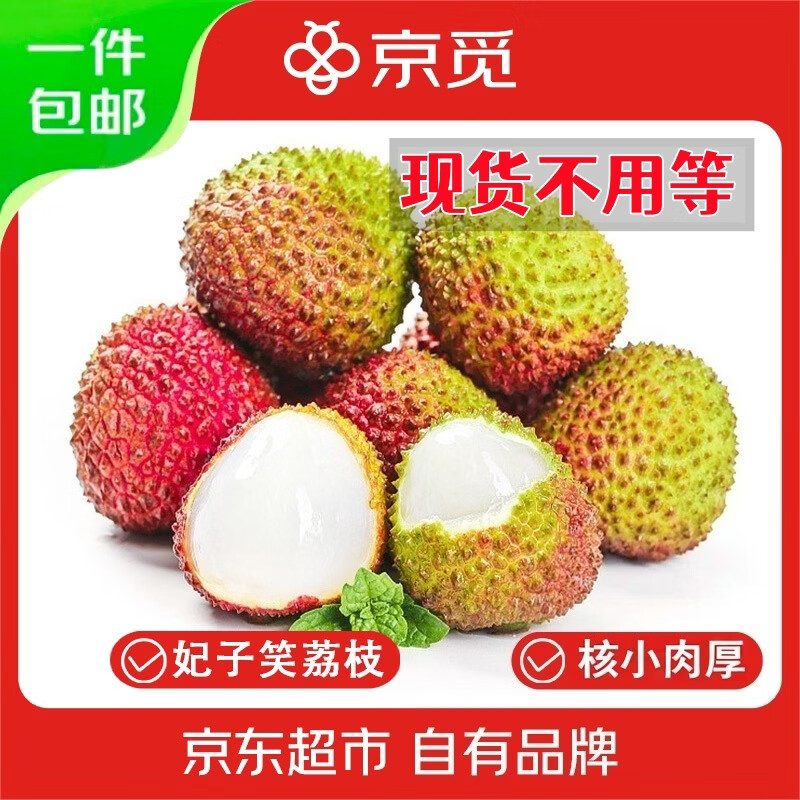 京觅现货 妃子笑荔枝 净重5斤 单果16-25g 新鲜水果生鲜 源头直发包邮