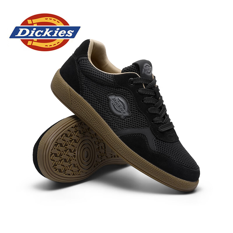 Dickies品牌男鞋2026夏季新款网面透气百搭休闲板鞋防滑耐磨减震小白鞋男 黑色 39