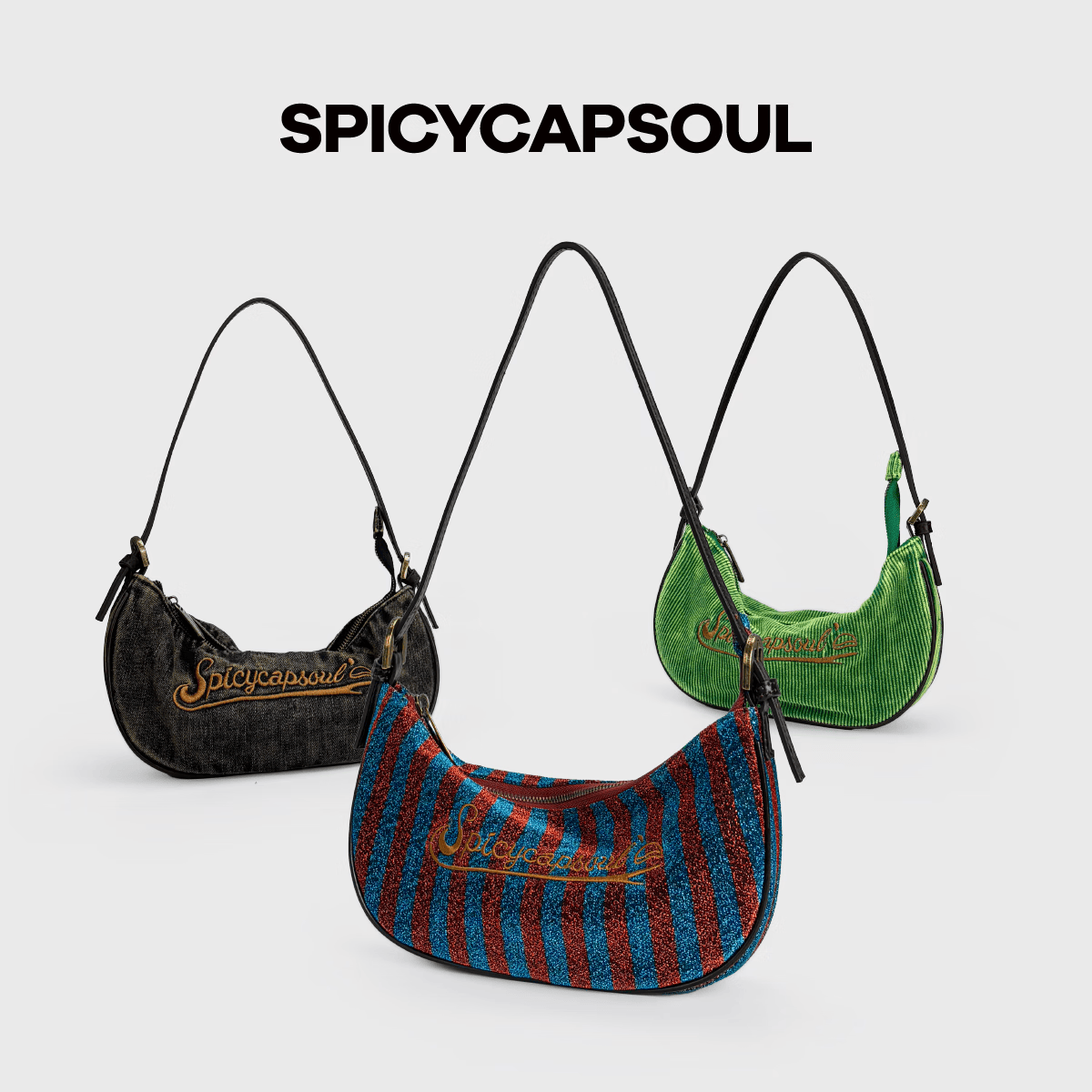 SPICYCAPSOUL【橘子瓣】池金物SCS小众腋下怀旧水洗小弯月腋下包(只可腋下) 【橘子瓣】海岸霓虹