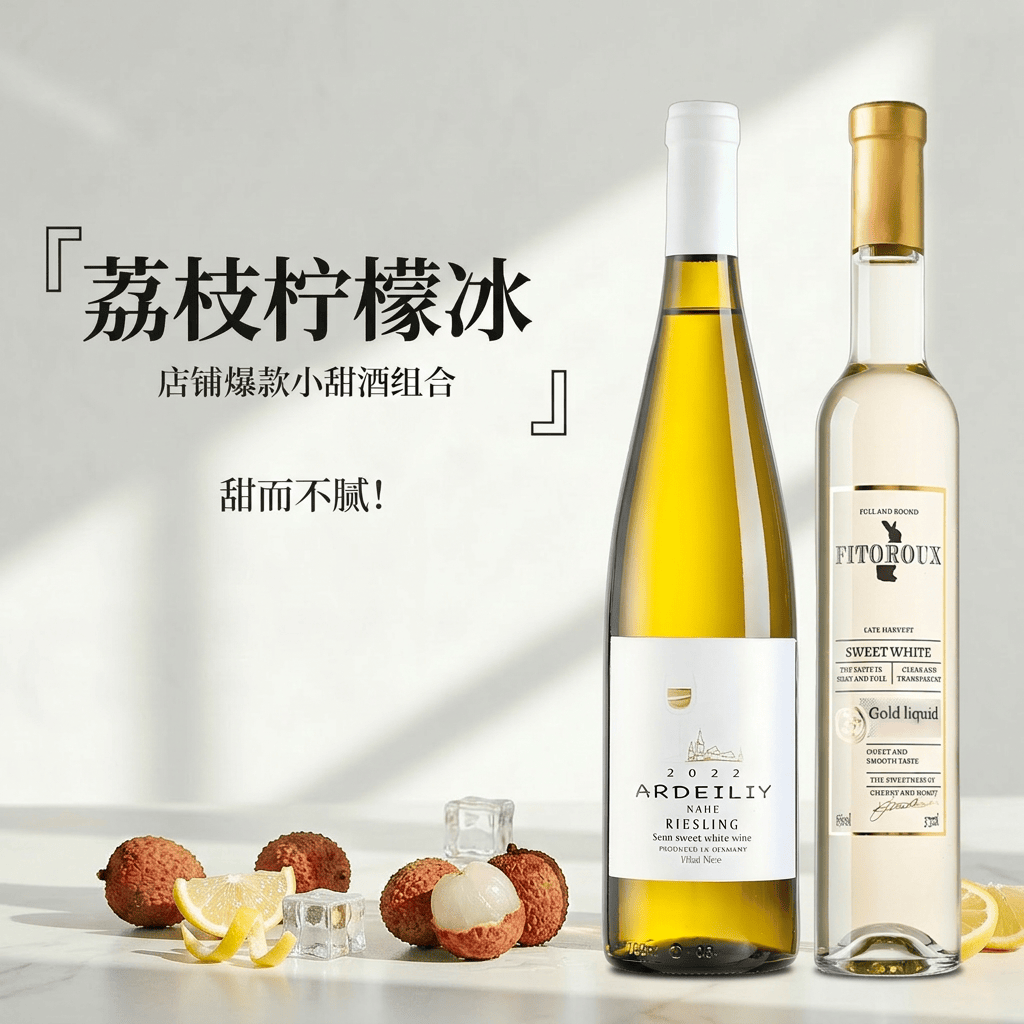 露颂【荔枝山竹冰】法国晚收甜白葡萄酒微醺果酒原酒进口礼盒送礼 【爆款组合】安迪利雷司令*1+晚收甜白*1
