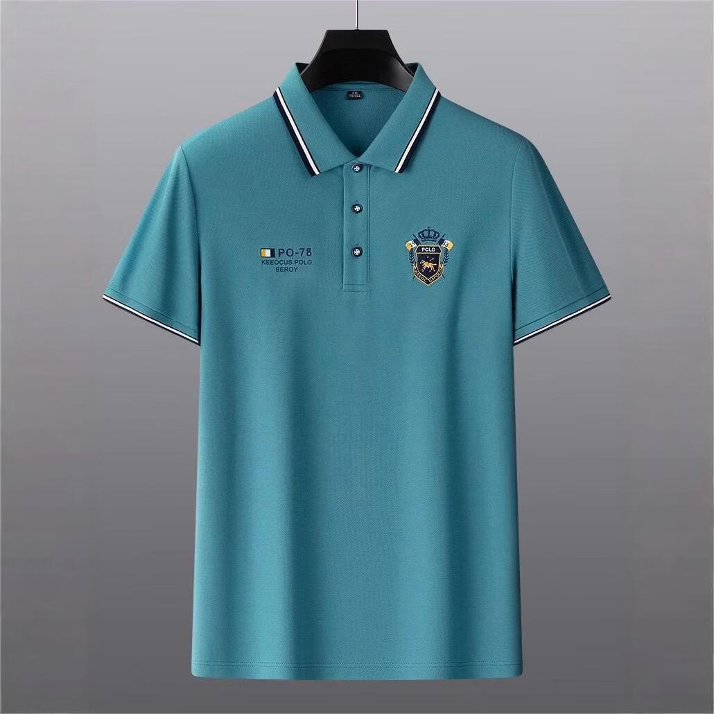 2026夏季新款翻领短袖T恤商务休闲半袖上衣男 黄色 4XL 【180-195斤】