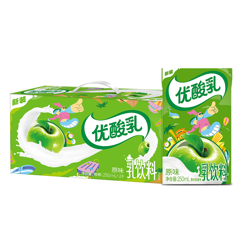 伊利优酸乳24盒风味奶乳饮料系列  营养早餐 礼盒装  原味250ml*24盒 3-4月产