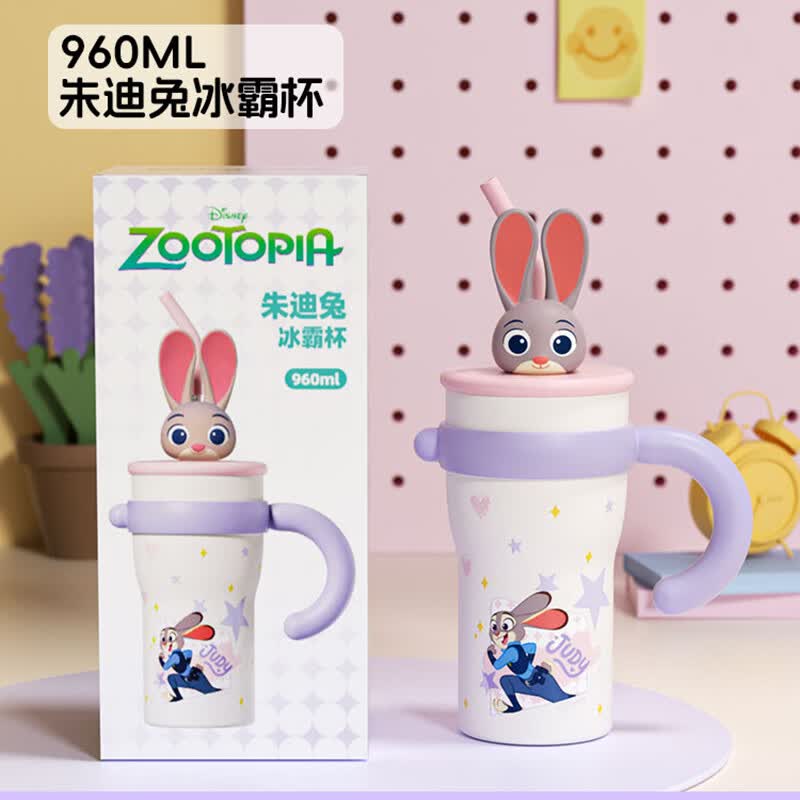 迪士尼（Disney）朱迪兔巨无霸吸管保温杯大容量水杯女高颜值生日礼物便携冰霸杯子