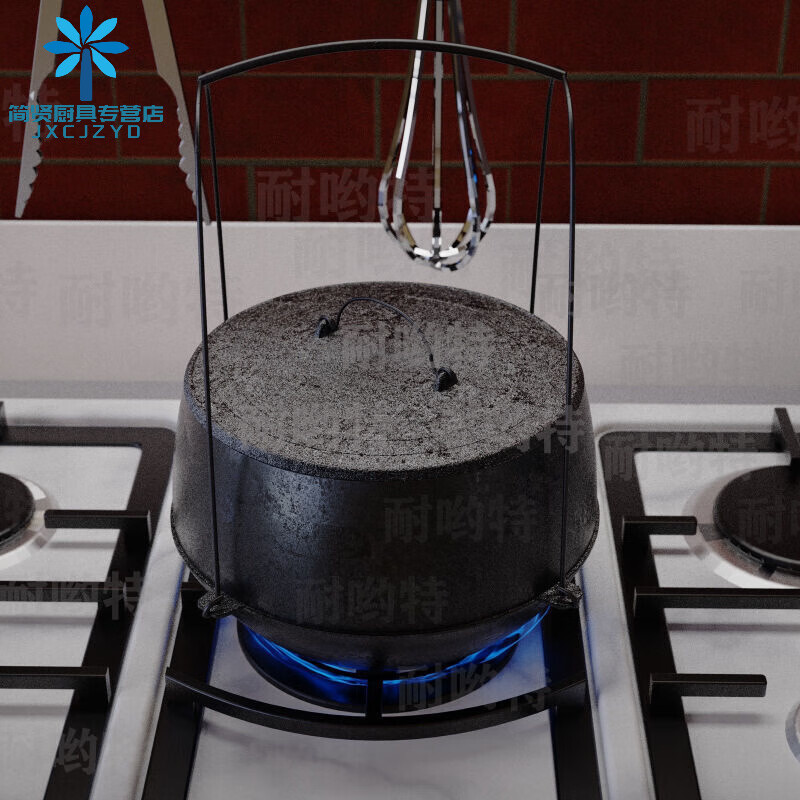 居富德传统老式铸铁鼎锅生铁顶锅特厚老铁吊锅吊罐铁锅鸡煮饭鼎罐炖