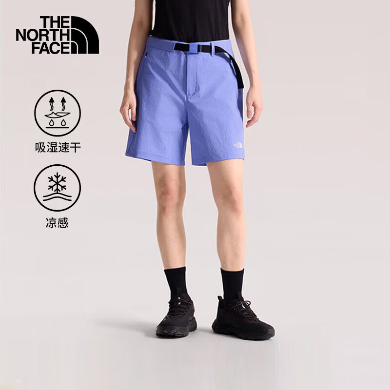The North Face北面速干短裤女26春夏新品户外运动吸湿透气凉感徒步五分裤子8CK2 G74/蓝紫色 10 /165/72A