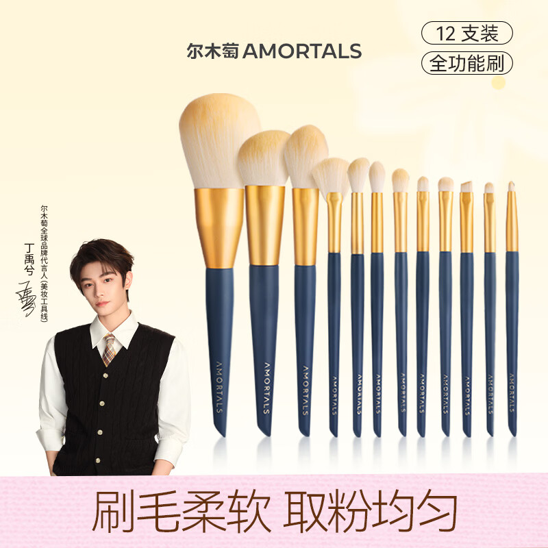 尔木萄（AMORTALS）丁禹兮同款星动化妆刷12支(眼影刷 散粉刷 腮红刷 ) 便携美妆工具