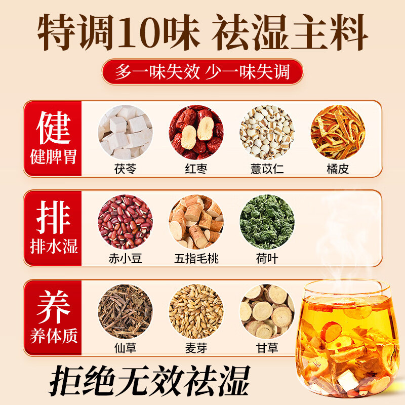 南京同仁堂胖东来同款五指毛桃茯苓茶健脾祛湿茶健脾养胃调理去体内湿气重女 五指毛桃祛湿茶 30包*8盒 【5盒价到手8盒】