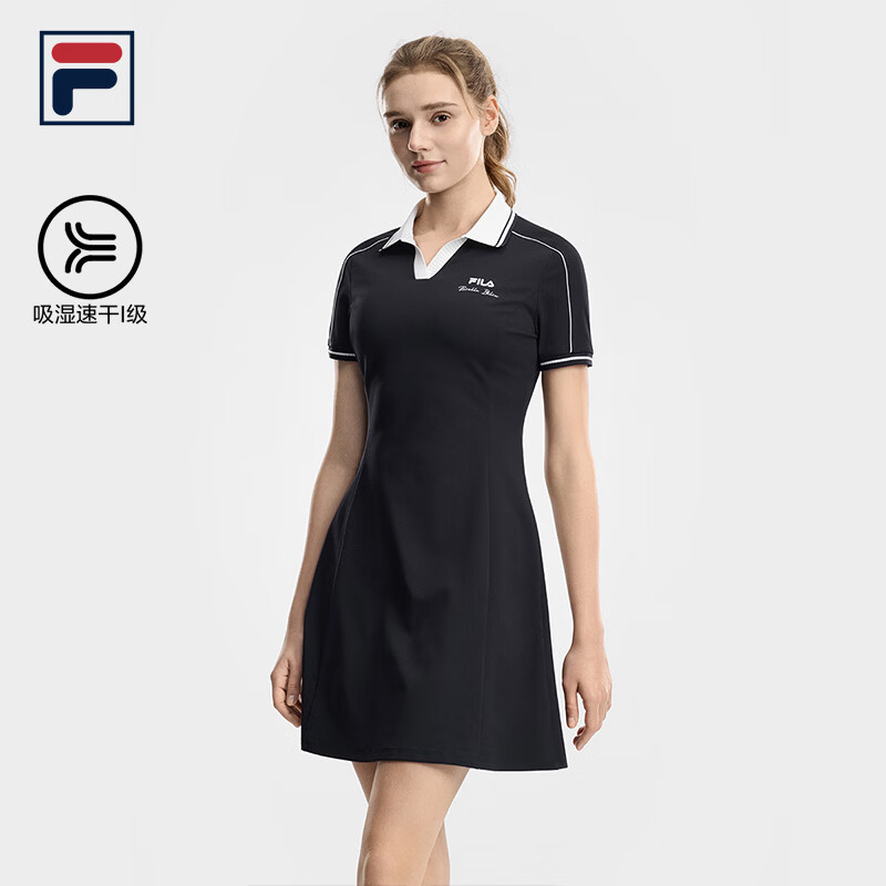 FILA 斐乐官方女苏珊裙连衣裙2026夏新款网球运动裙子简约POLO裙 RD宝蓝-NV S 160/80A/S