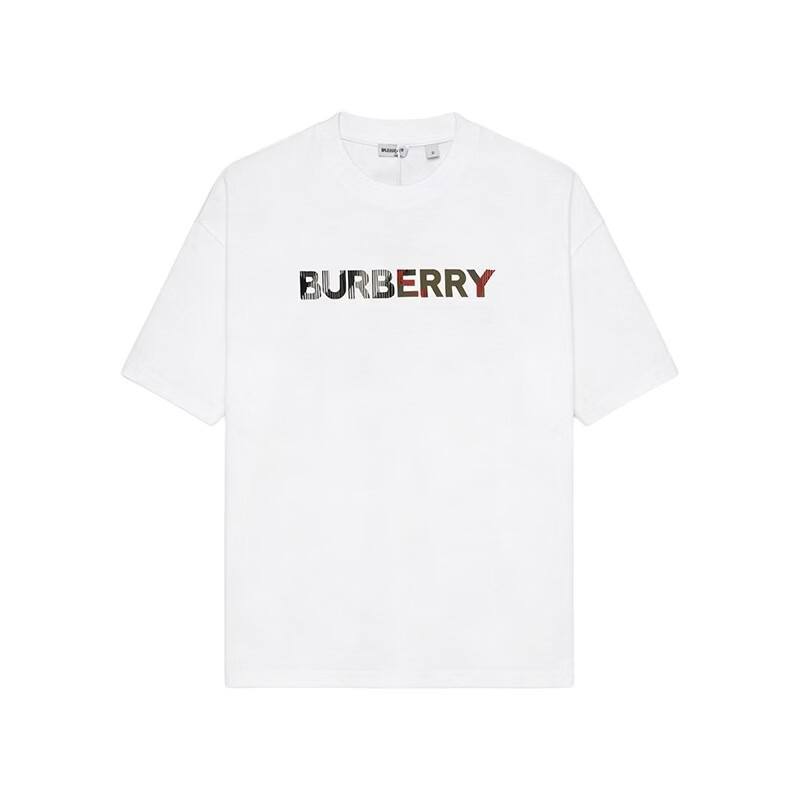 BURBERRY巴宝莉男士白色棉质字母圆领印花短袖T恤81118301  M 礼物