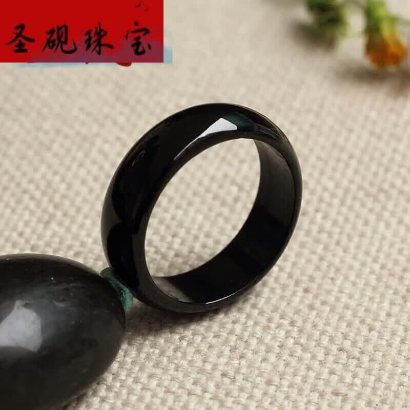 圣砚翡翠戒指墨翠指环 墨玉戒指玉扳指复古大气玉石大拇指男女款礼物 内径23mm