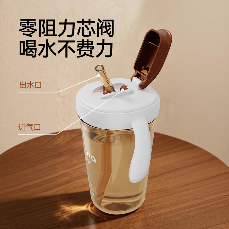 嘟婴彩虹直饮吸管杯宝宝学饮防摔防喷耐高温大口径易清洗儿童吸管奶瓶 直饮杯330ml+翻盖水杯头 适合12个月宝宝用 PPSU