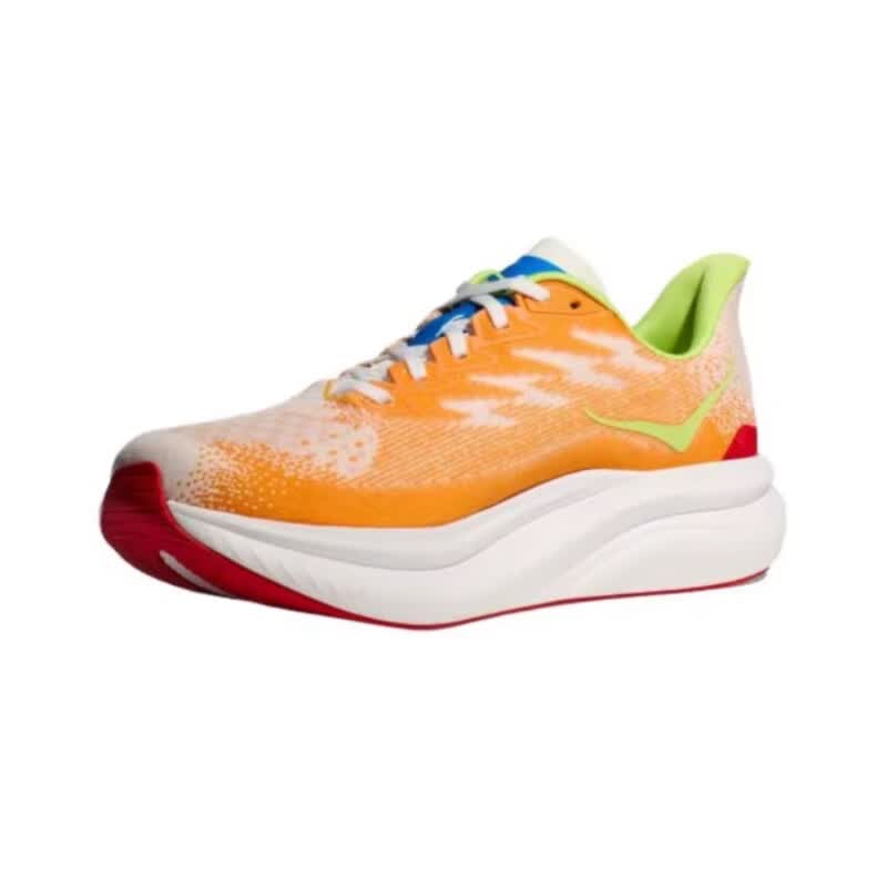 HOKA HOKA FOOT男女款 MACH 6 LA透气舒适轻便运动鞋 马赫6竞训跑步鞋 白色/日焰色 45