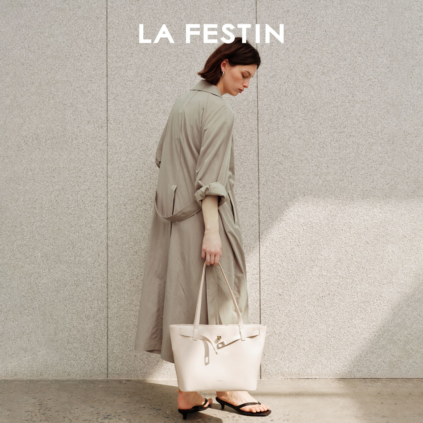 拉菲斯汀（La Festin）抱抱TOTE包女包2026新款包包通勤腋下手提包大容量托特包生日礼物 象牙白-小号 | 可装13寸笔记本电脑【礼盒套装】