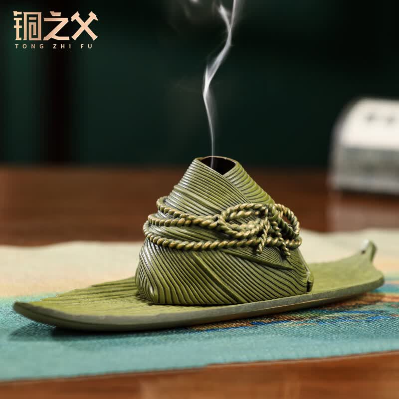 铜之父【粽情粽意香道组合套装】金属工艺品粽子香炉端午节商务礼物 粽情粽意香道套装（梧枝绿）