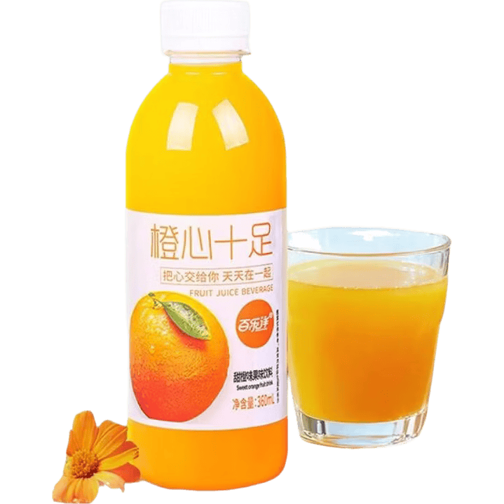 甜橙汁百香果汁小青柠饮料360ml瓶装网红小果汁酸甜解腻 甜橙汁 360ml*2瓶