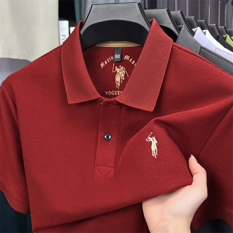 老爷车（LAOYECHE）100%纯棉翻领短袖T恤男士夏季吸汗透气刺绣宽松休闲半袖POLO衫男 AQ8257深灰 4XL 推荐190-210斤