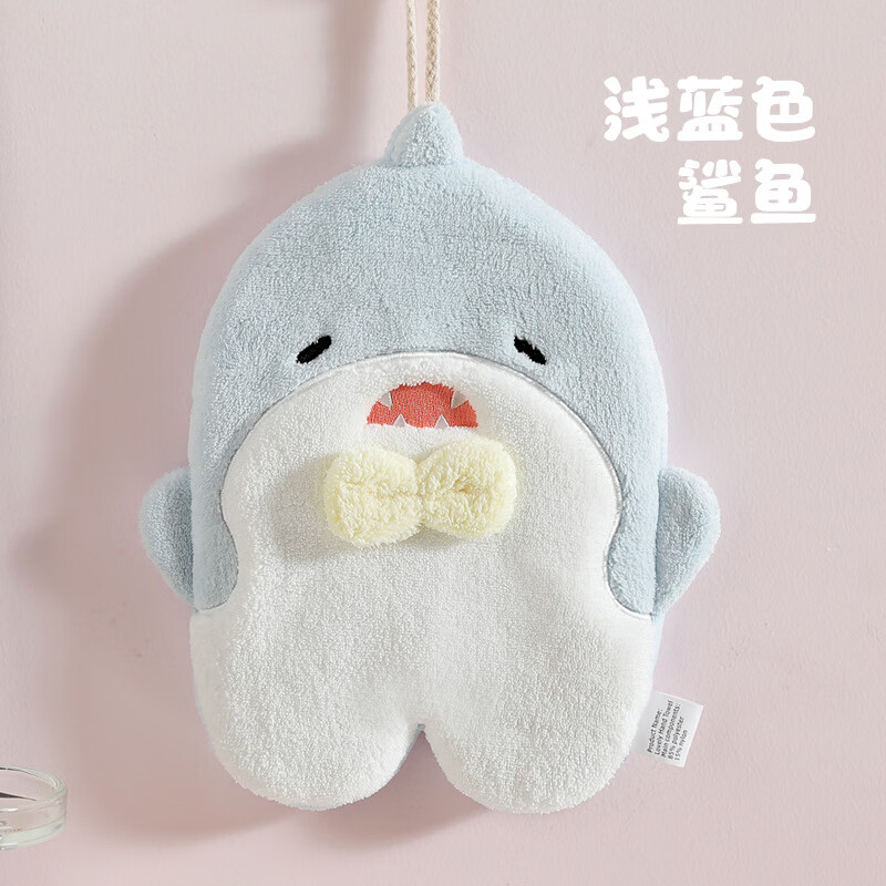 擦手巾挂式家用儿童可爱卡通吸水擦手布卫生间厨房速干毛巾伴手礼 黄色-柴犬 28cm*23cm