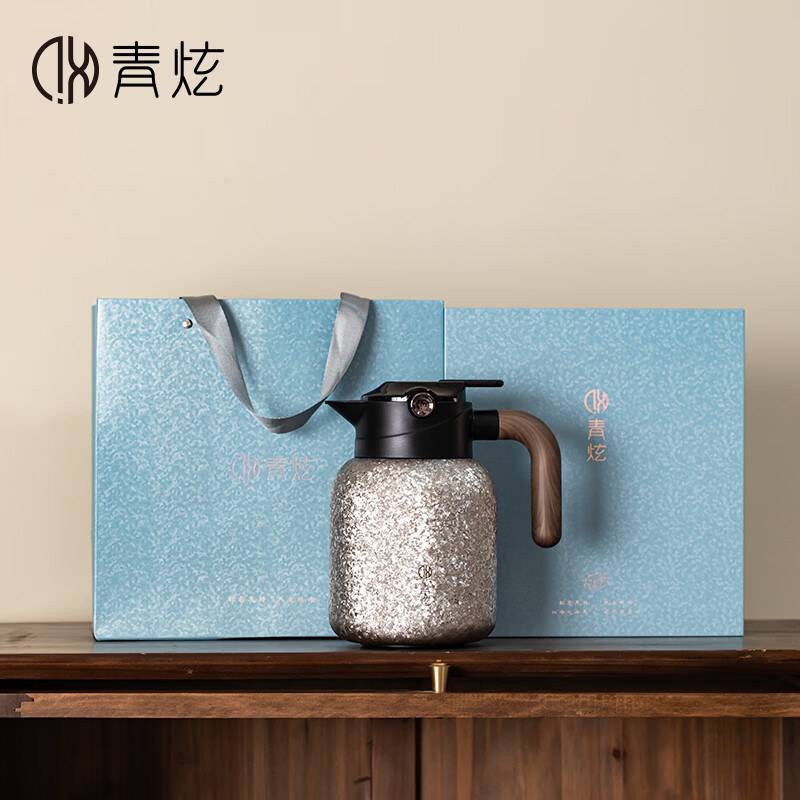 青炫纯钛焖茶壶家用保温壶老白茶专用闷茶壶便携闷泡壶高端礼品装 年轮焖茶壶(銮金1600ML)+礼盒