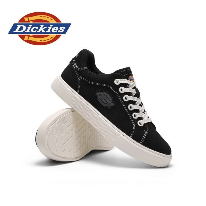 Dickies品牌男鞋2026夏季新款时尚帆布鞋百搭休闲板鞋耐磨防滑透气休闲鞋 黑色 43