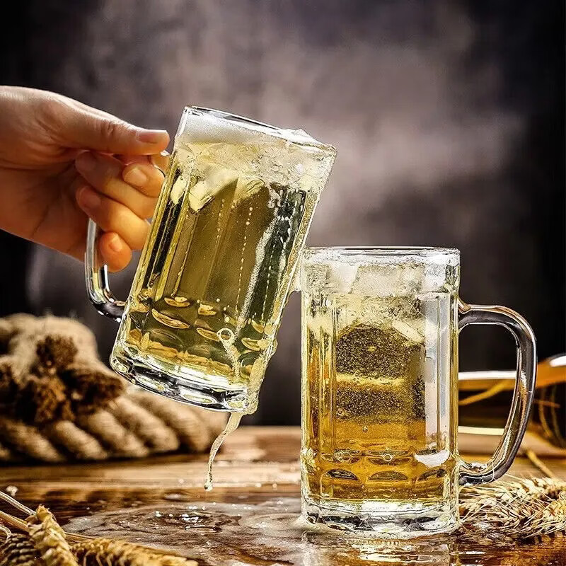 咏幻玻璃啤酒杯带手柄大容量加厚扎啤杯高颜值水杯子 【买一送一】加厚啤酒杯300ml实发2只