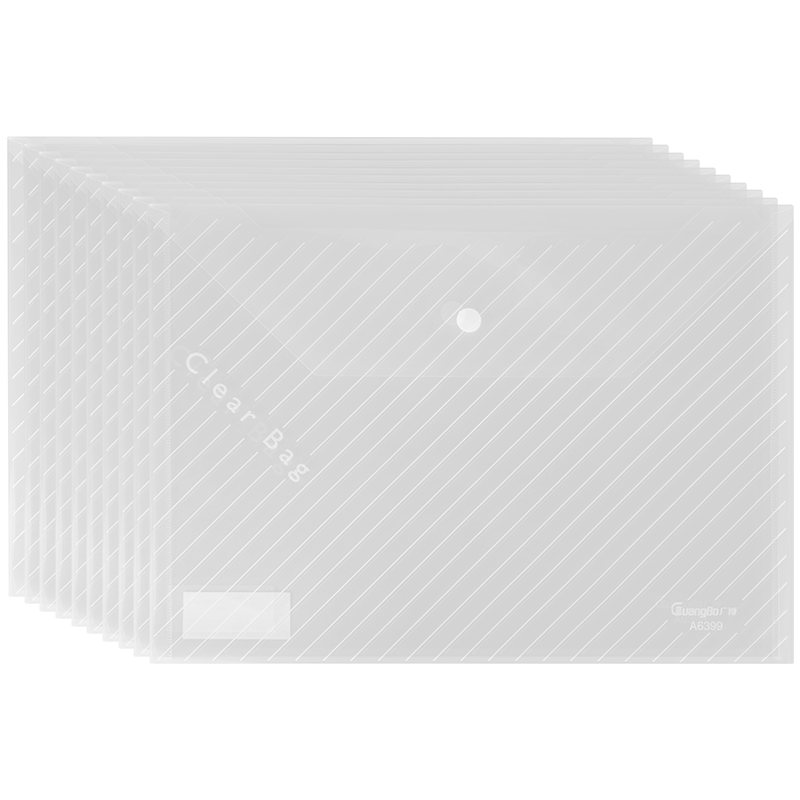 广博(GuangBo)10支装A4文件袋透明暗扣按扣档案资料袋办公用品 加厚款白A6399