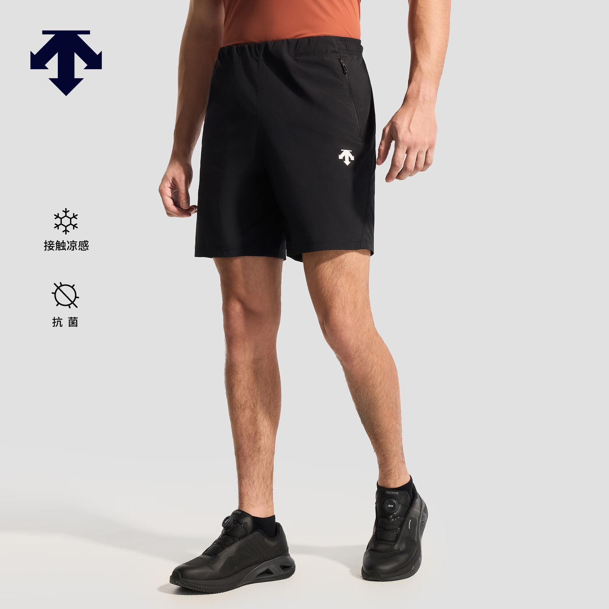 迪桑特（DESCENTE）TRAINING系列男士冷感纱线抗菌透气梭织短裤 BK-黑色 XL (180/88A)