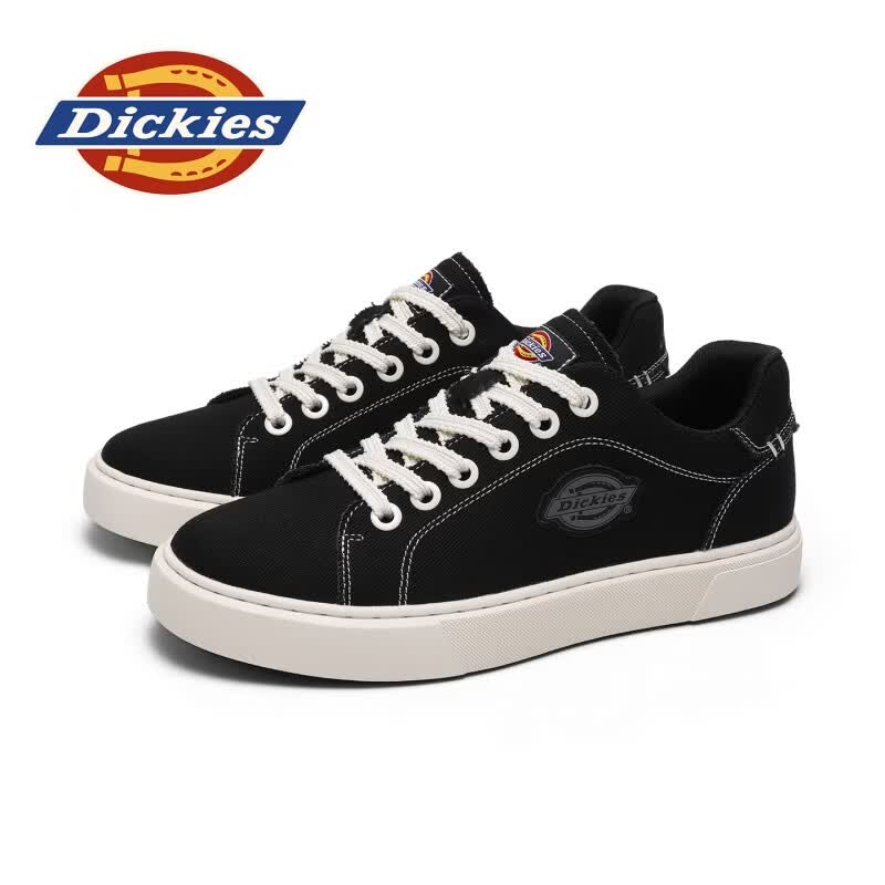Dickies品牌男鞋2026夏季新款时尚帆布鞋百搭休闲板鞋耐磨防滑透气休闲鞋 黑色 43
