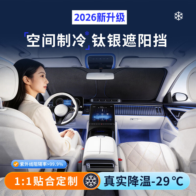 車仆专车专用车仆 CHIEF钛银汽车遮阳挡防晒隔热加厚遮光帘遮阳伞 【轿车适用】钛银材质/可隔离紫 145*80