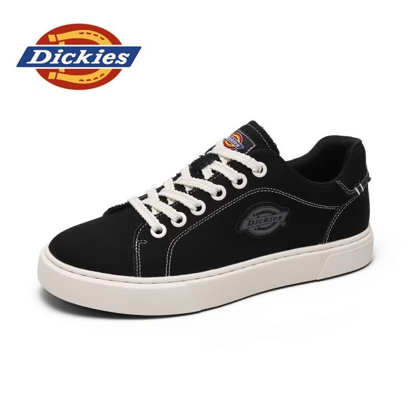Dickies品牌男鞋2026夏季新款时尚帆布鞋百搭休闲板鞋耐磨防滑透气休闲鞋 黑色 43