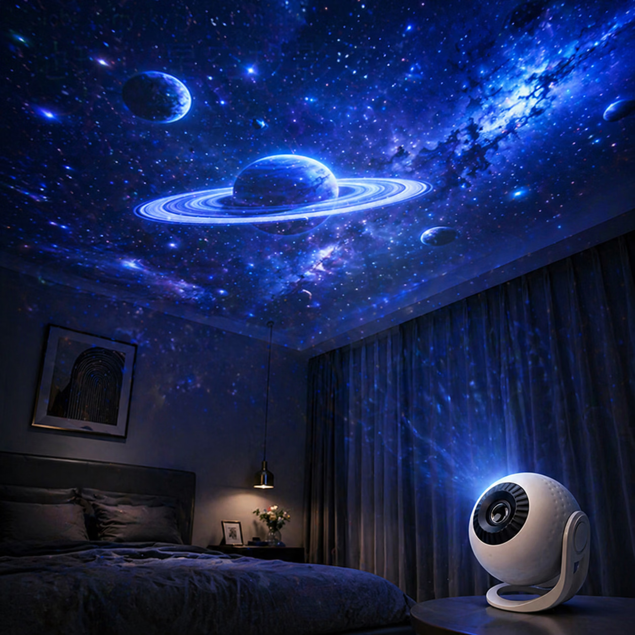维亿曼星空投影灯氛围灯银河满天星蓝牙音响卧室床头浪漫生日礼物小夜灯 蓝牙星空投影灯